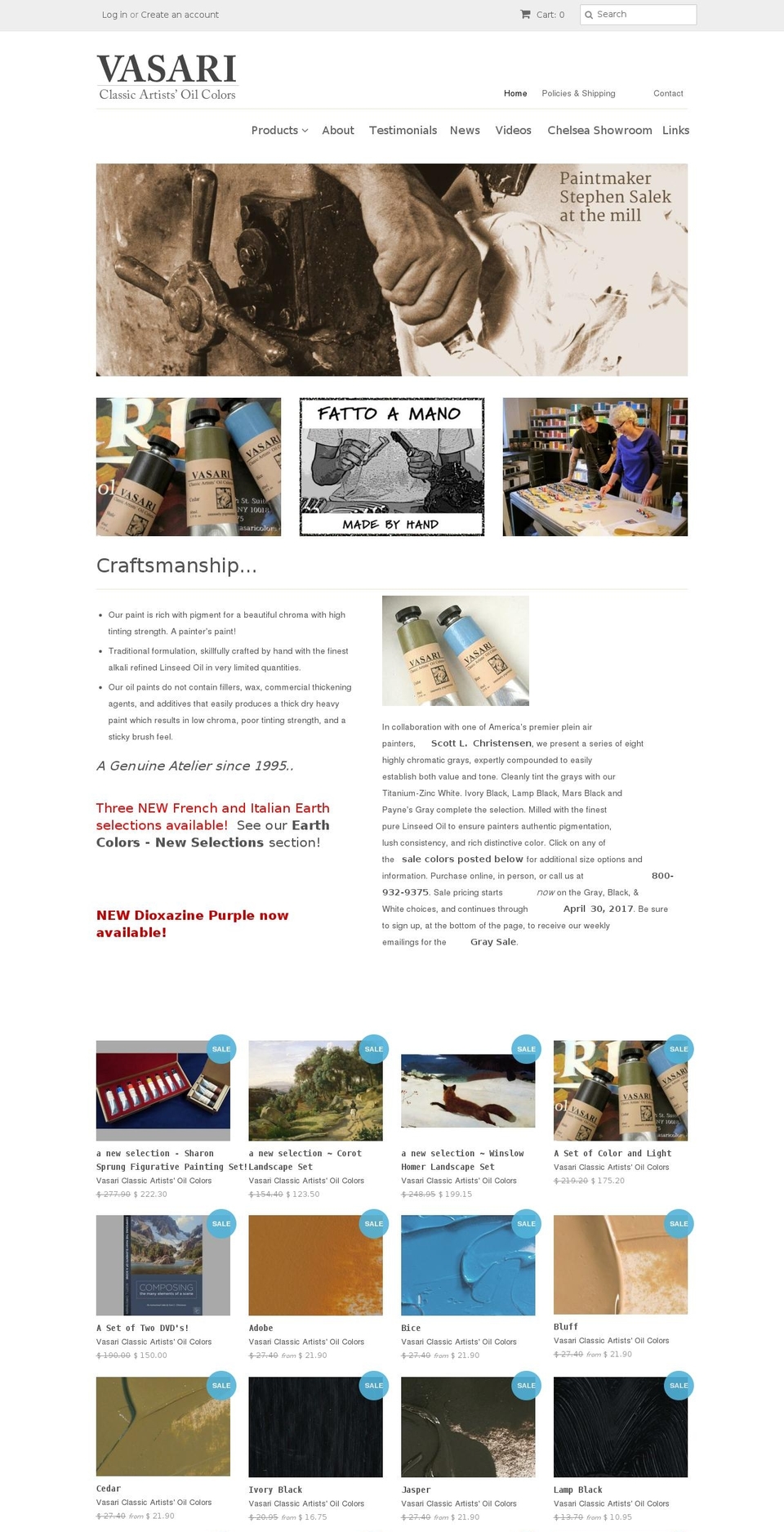 shopvasaricolors.com shopify website screenshot