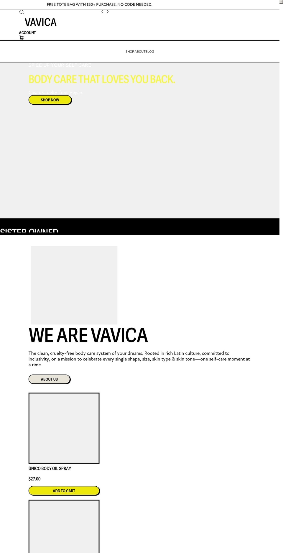 shopvavica.com shopify website screenshot