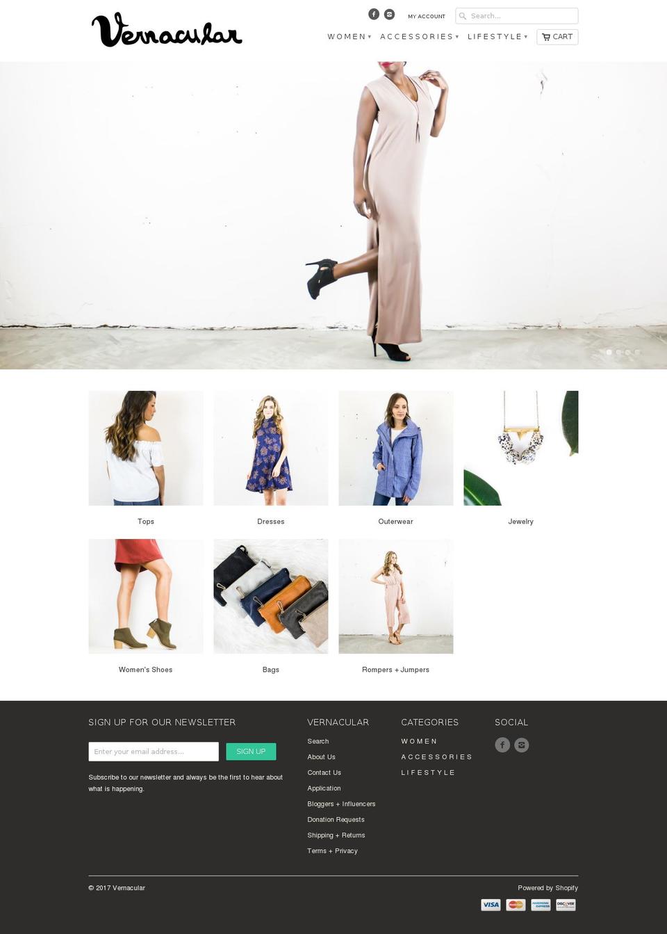 shopvernacular.com shopify website screenshot