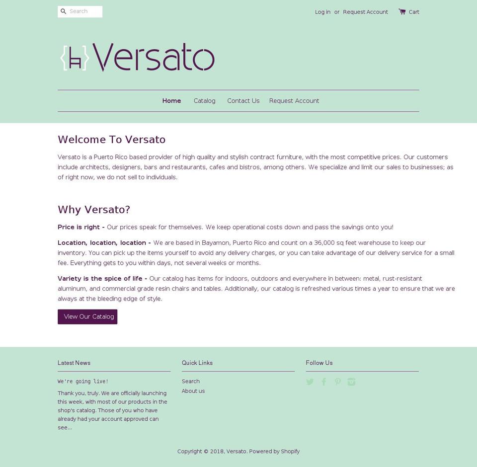 shopversato.com — Shopify storefront screenshot