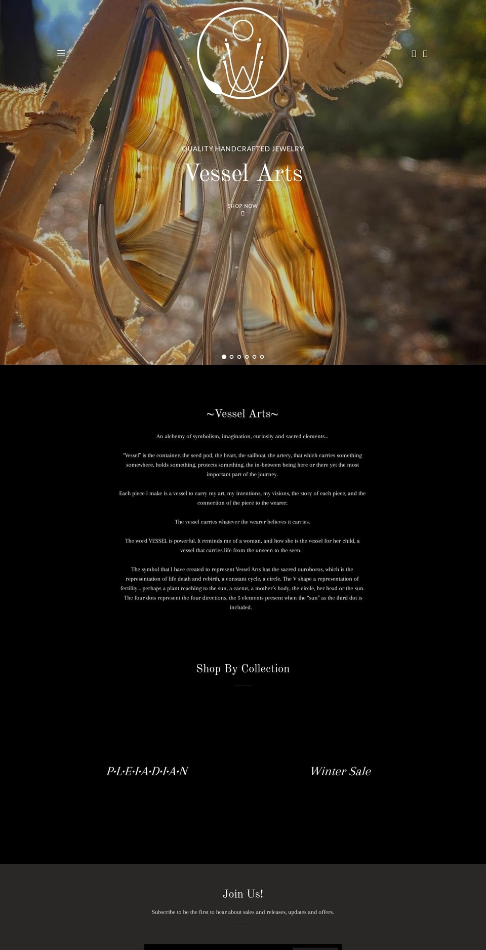 shopvesselarts.com shopify website screenshot