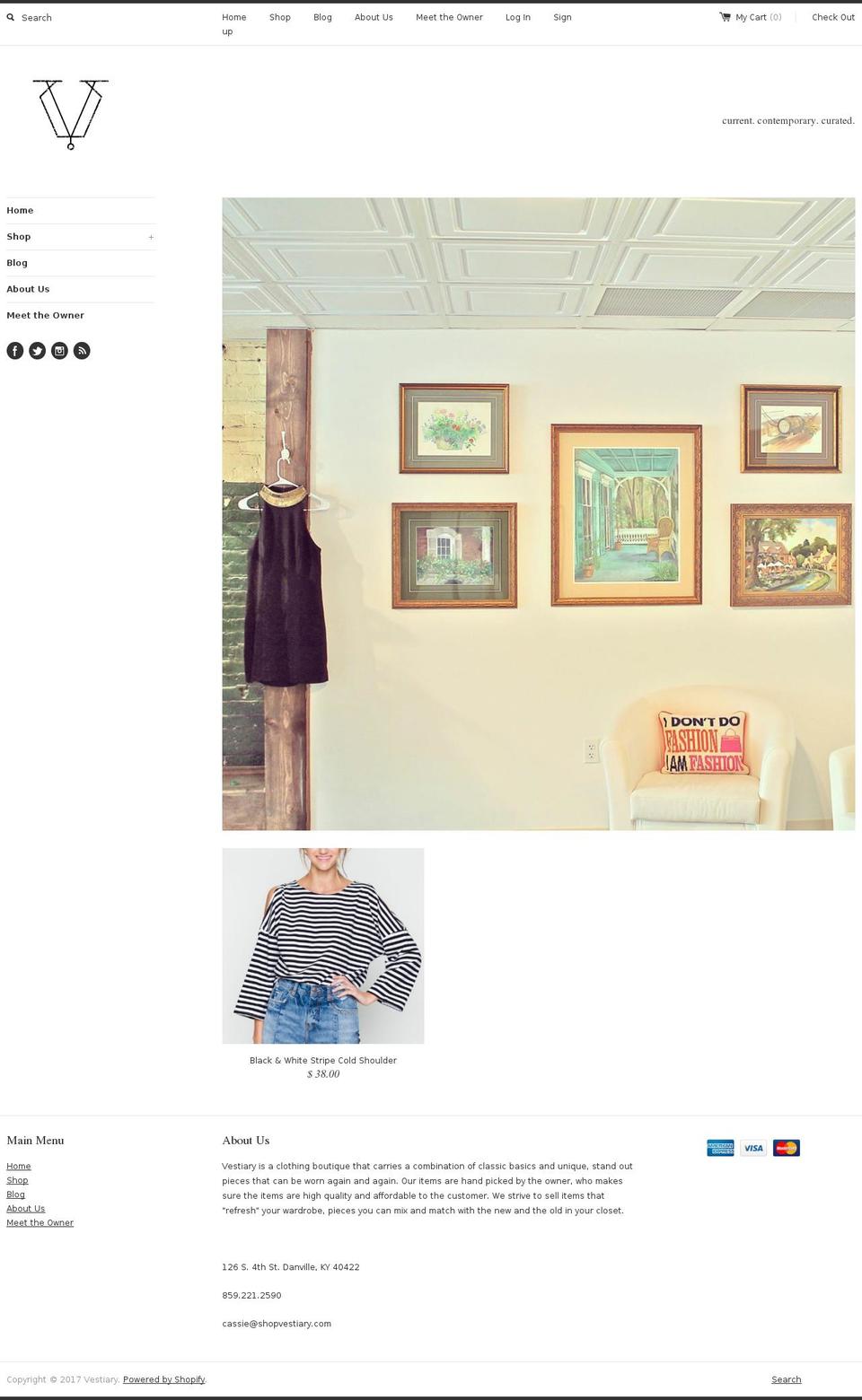 shopvestiary.com shopify website screenshot