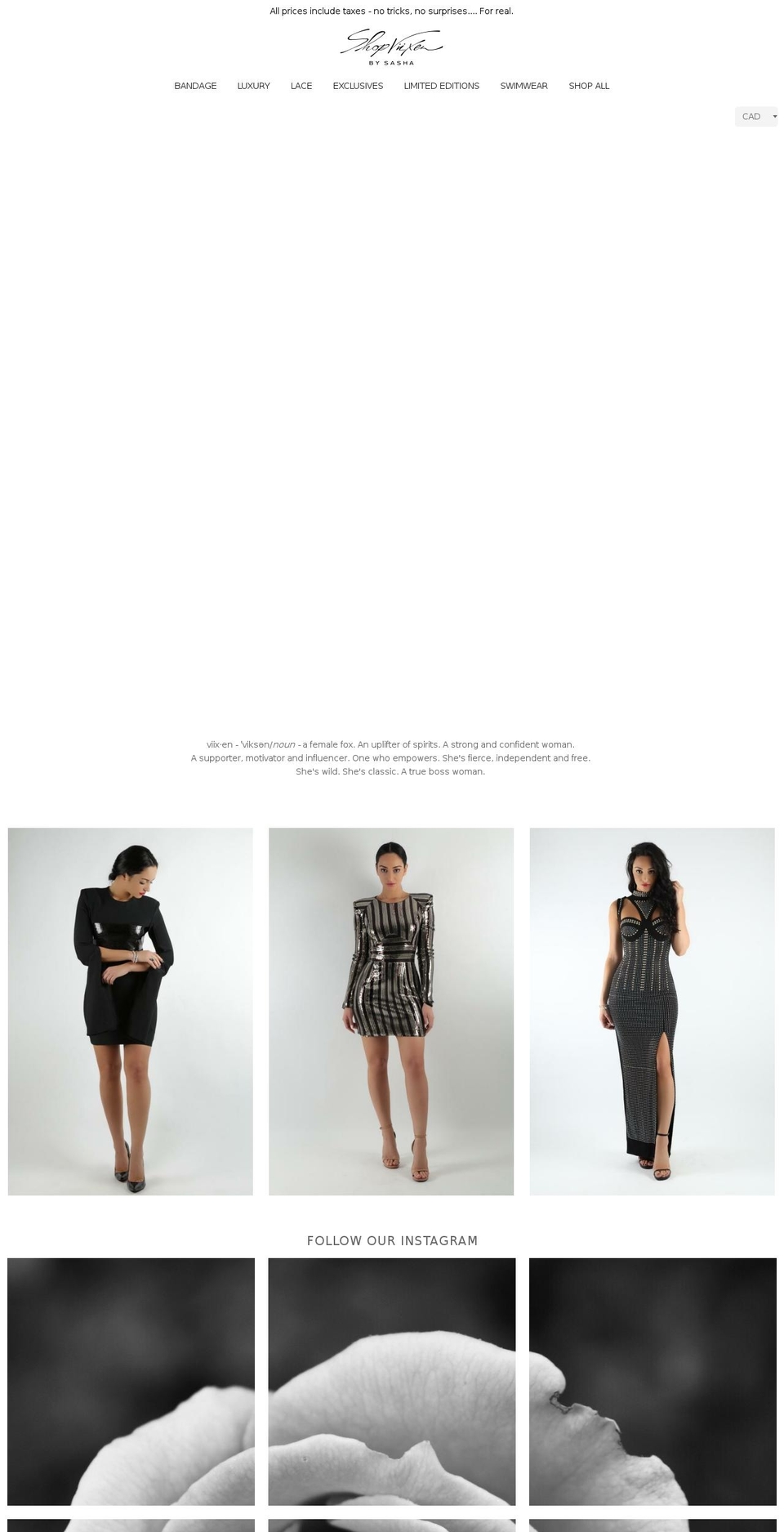shopviixen.com shopify website screenshot
