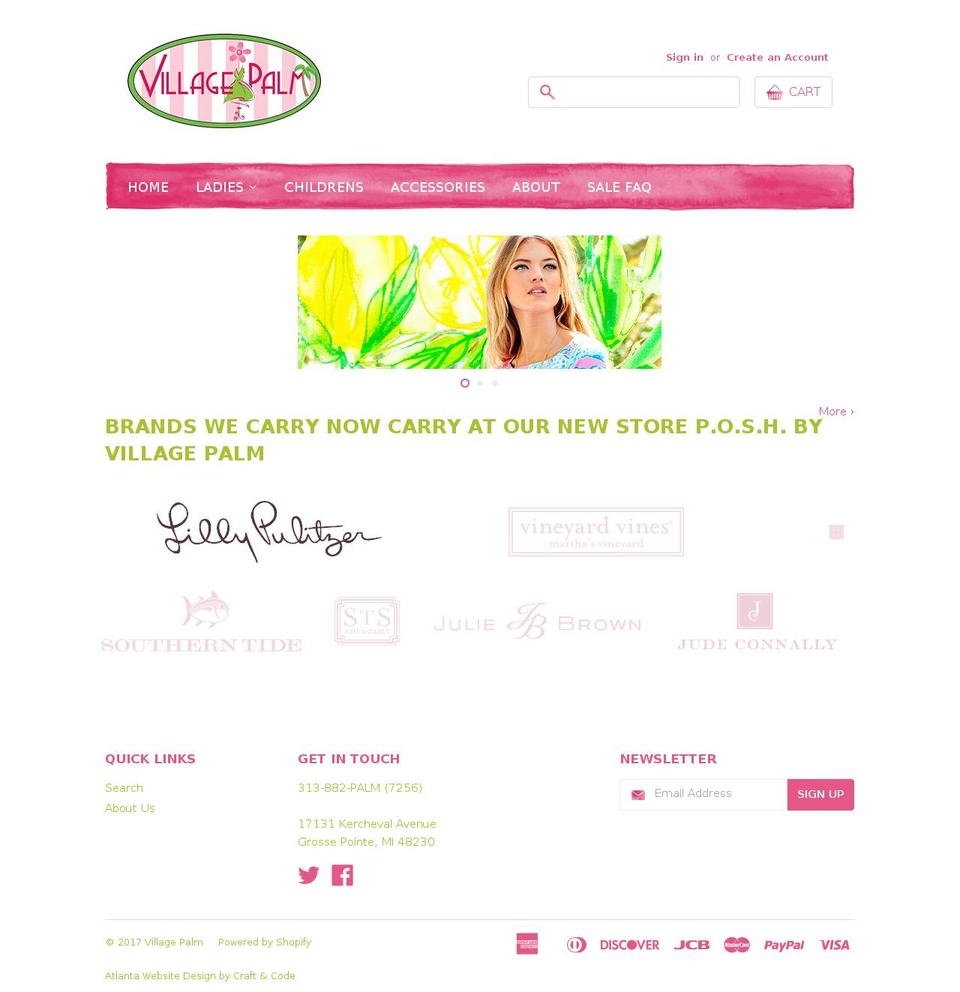 shopvillagepalm.com shopify website screenshot