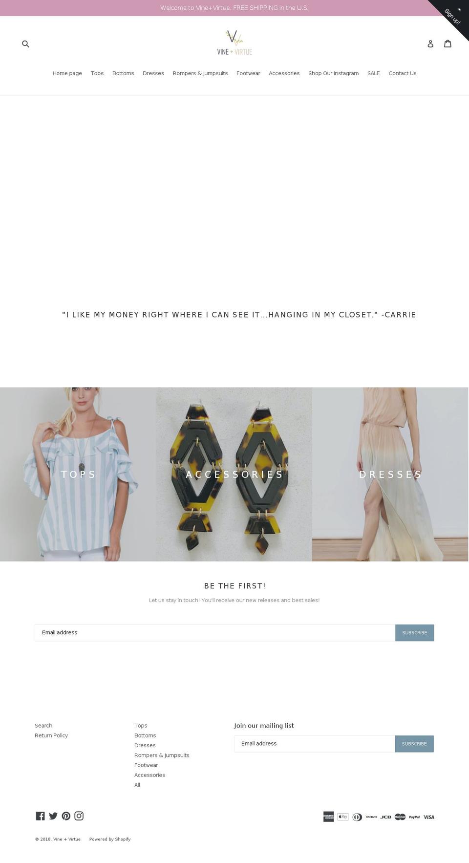 shopvineandvirtue.com — Shopify storefront screenshot
