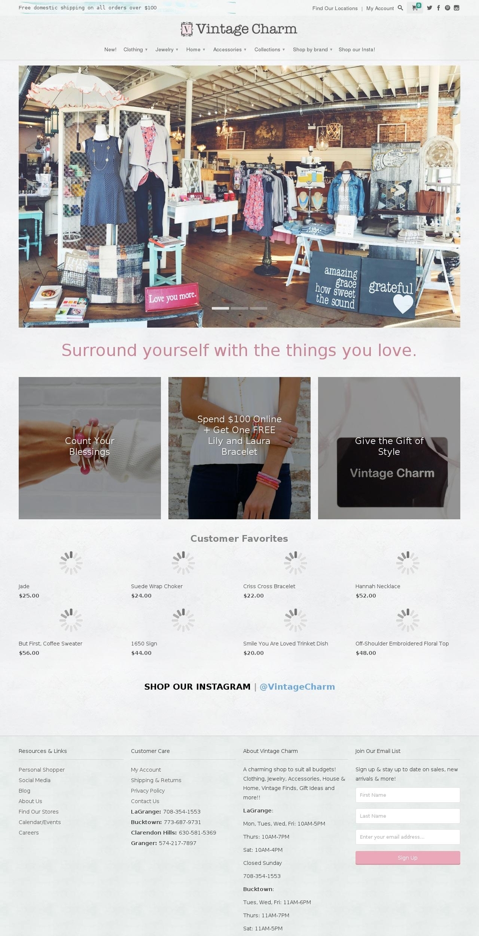 shopvintagecharm.com shopify website screenshot