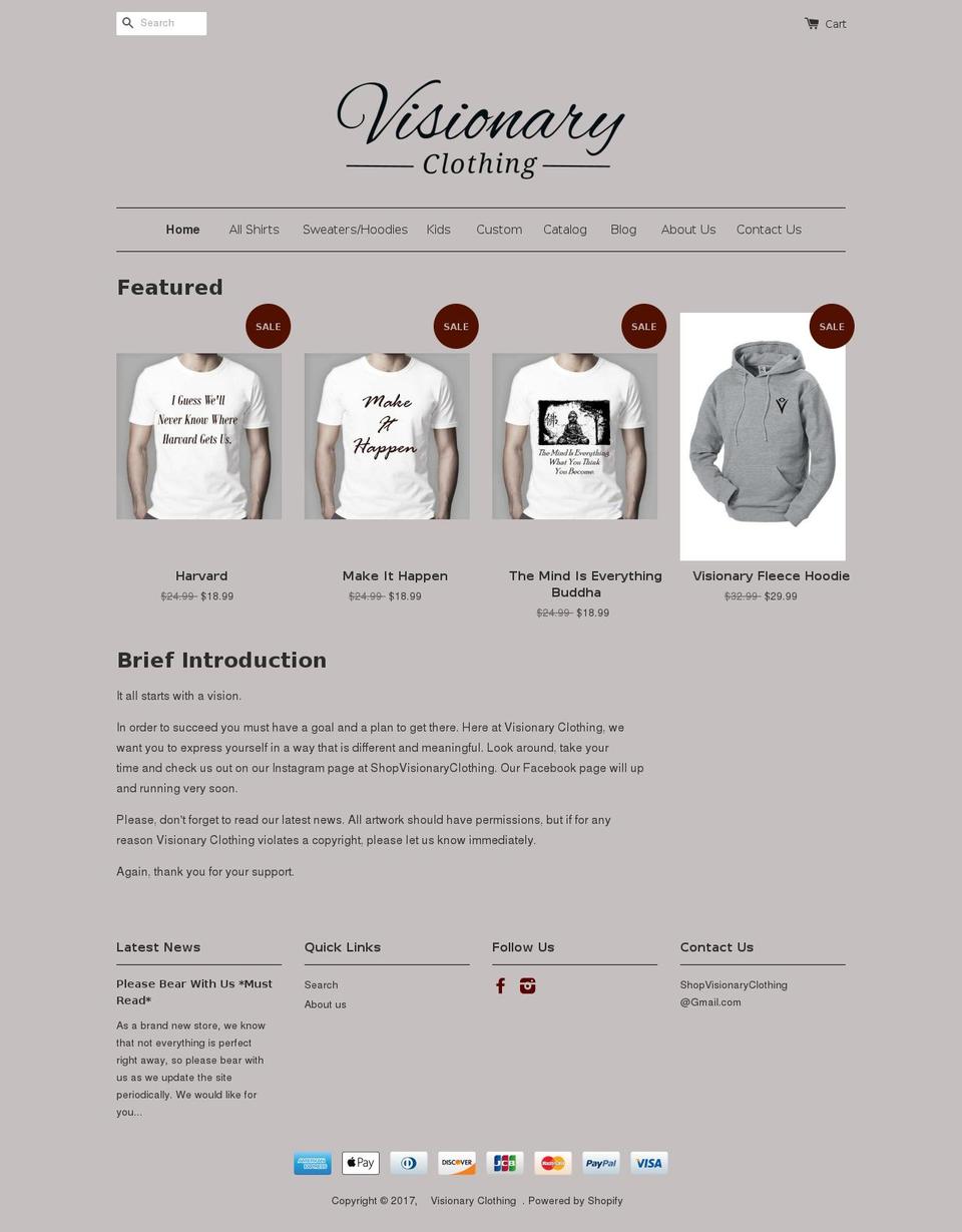 shopvisionary.com shopify website screenshot
