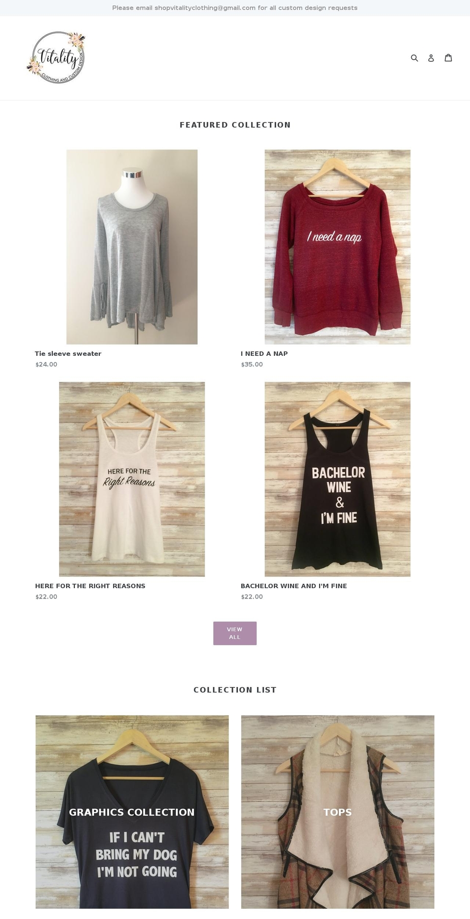 shopvitalityclothing.com — Shopify storefront screenshot