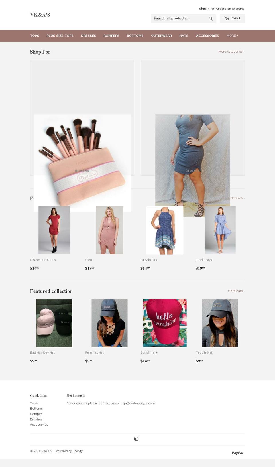 shopvkas.com — Shopify storefront screenshot