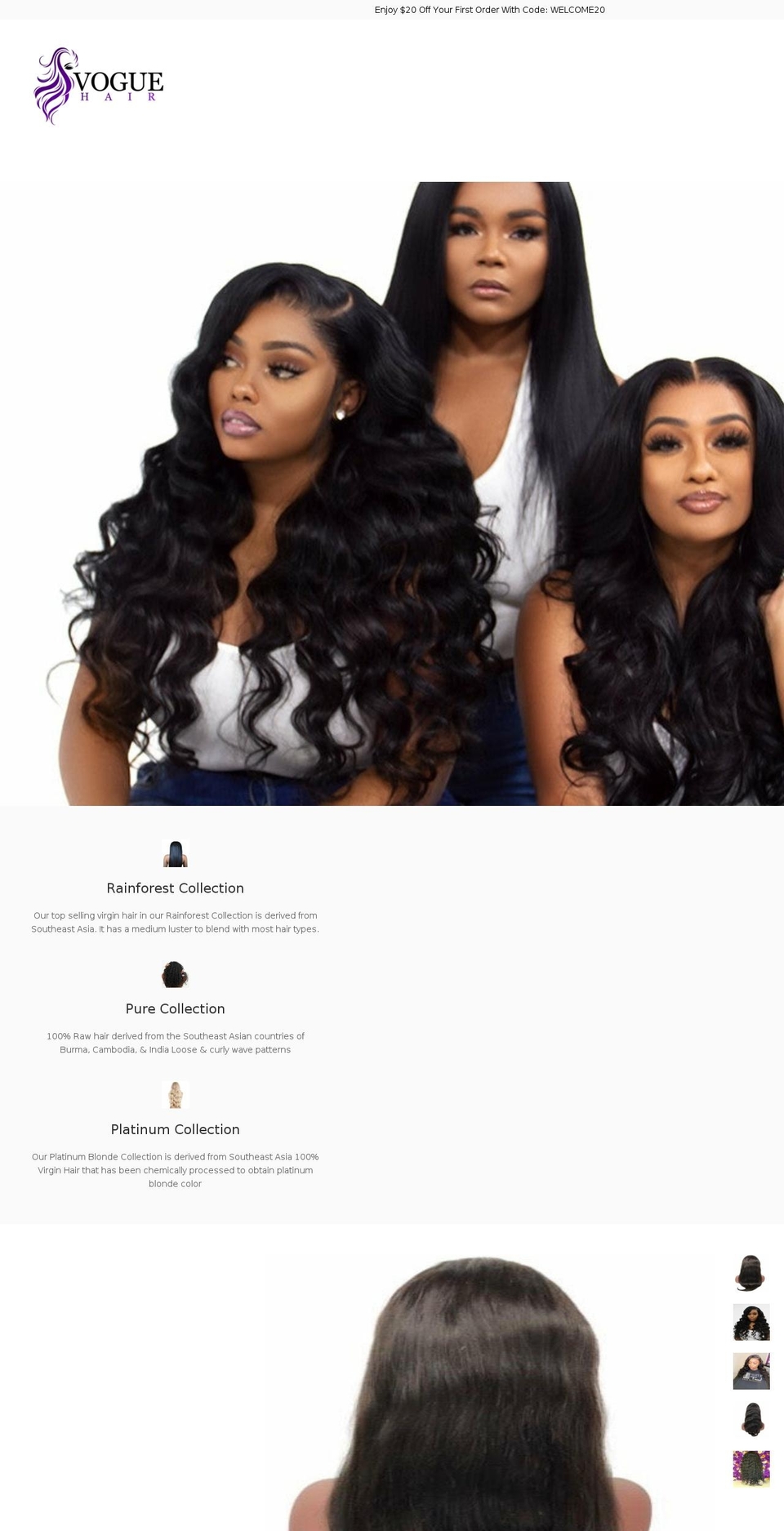 Route test Shopify theme site example shopvoguehair.com