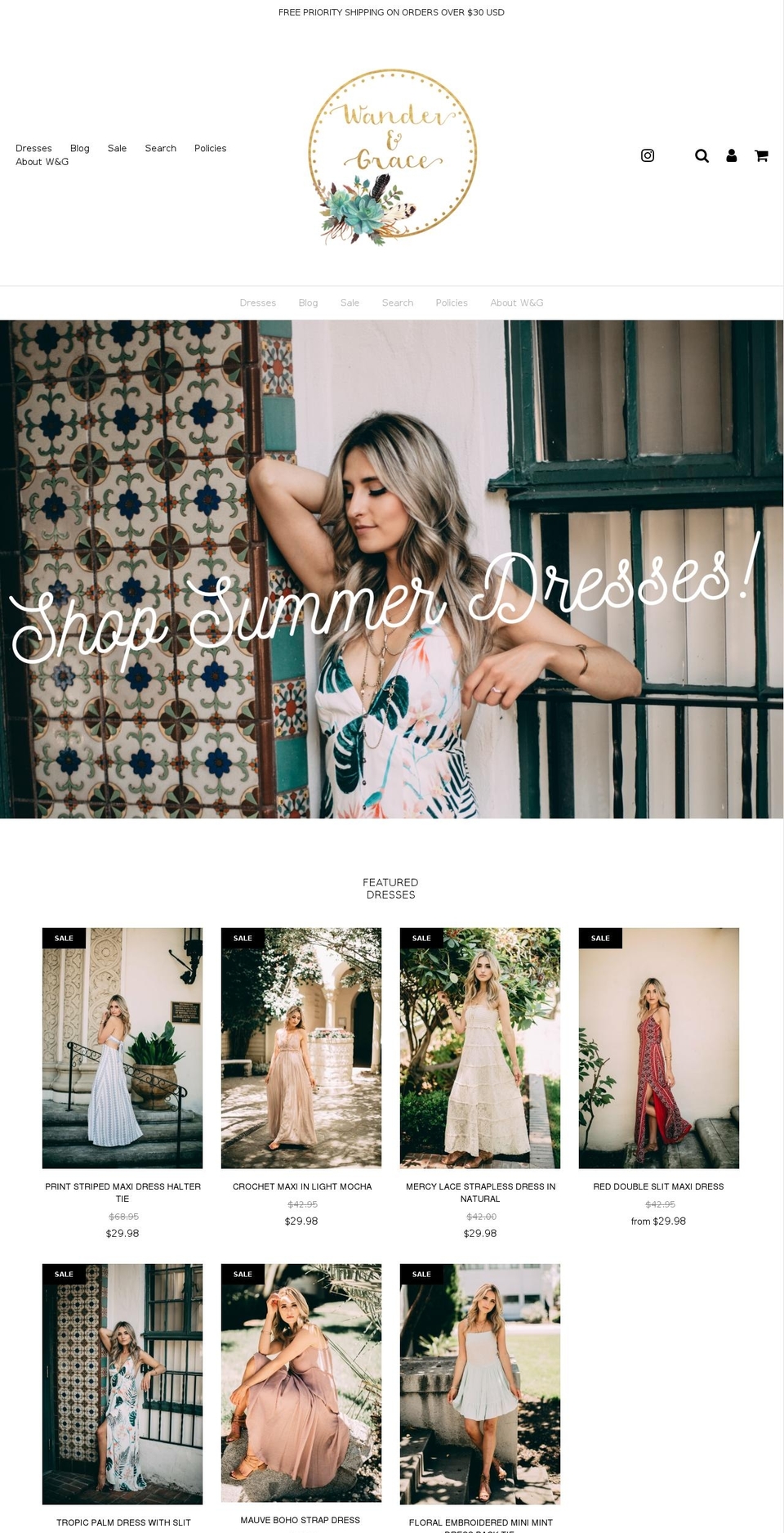 shopwandergrace.com — Shopify storefront screenshot