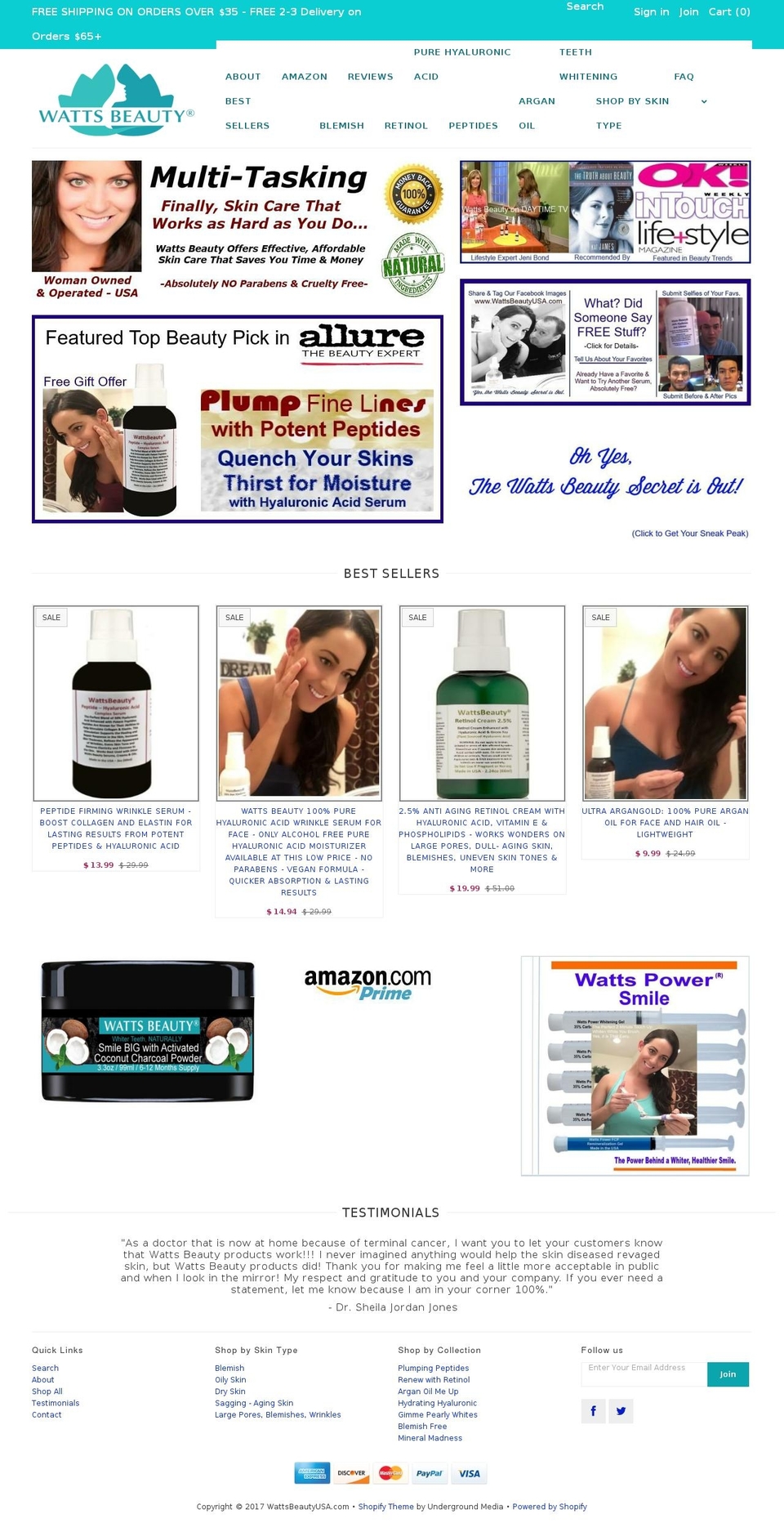 shopwattsbeauty.com shopify website screenshot