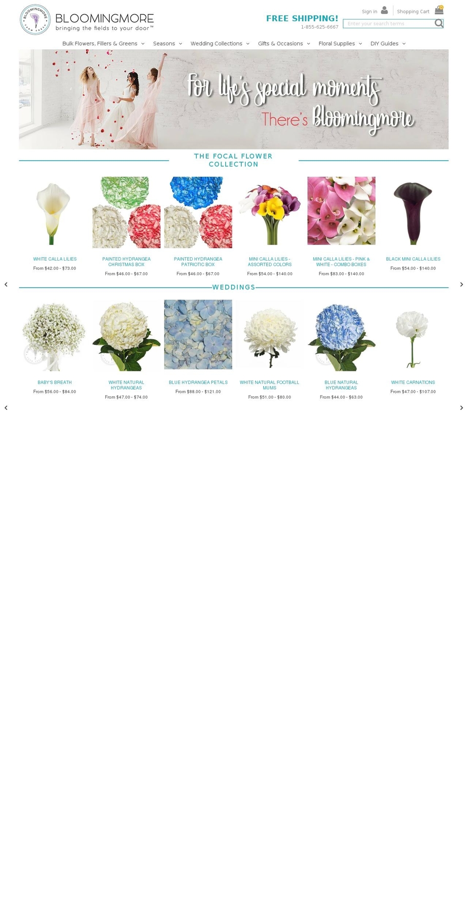 Bloomingmore Shopify theme site example shopweddingflowers.com