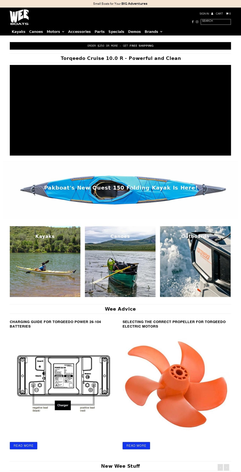 shopweeboats.com — Shopify storefront screenshot