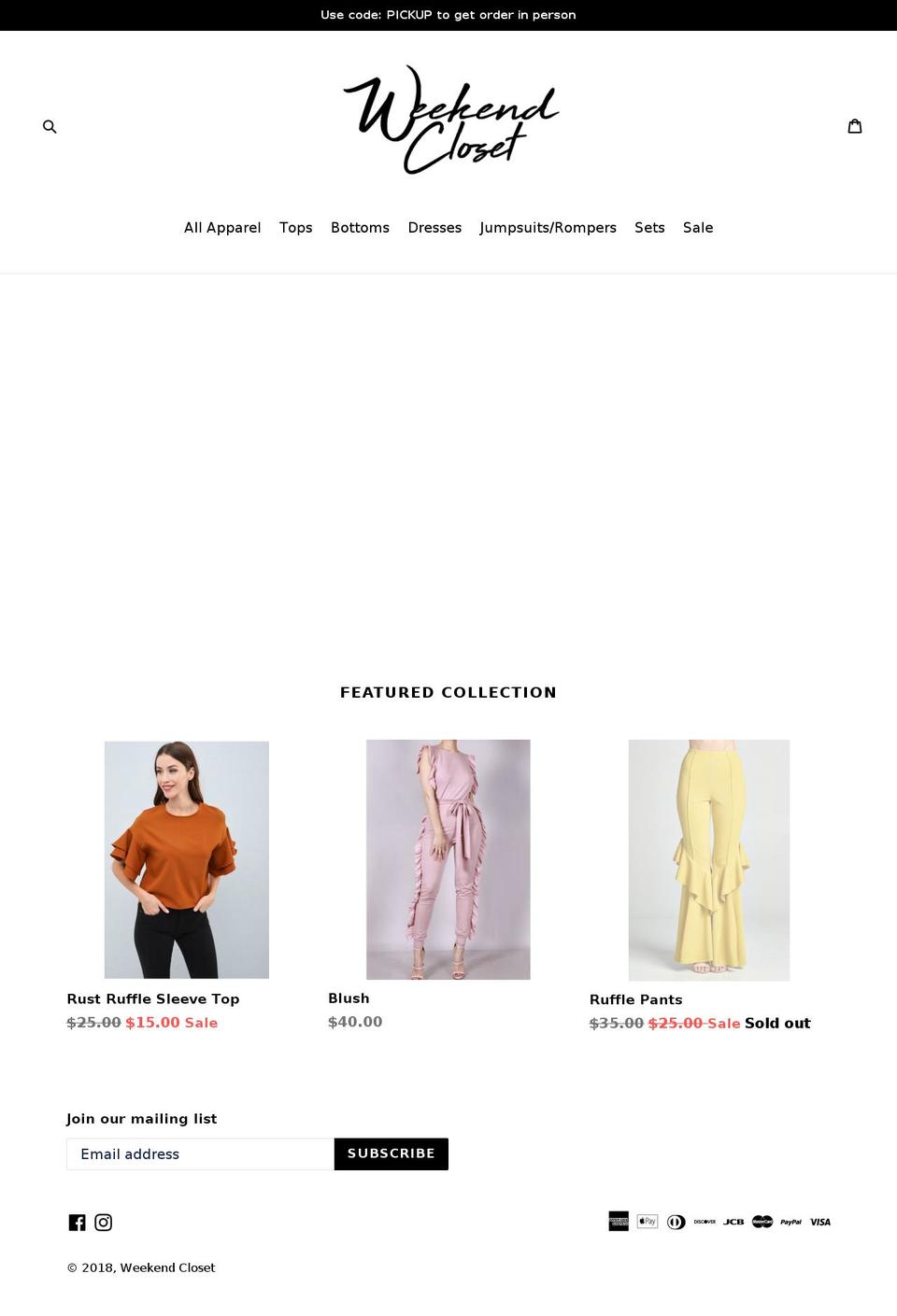 shopweekendcloset.com — Shopify storefront screenshot