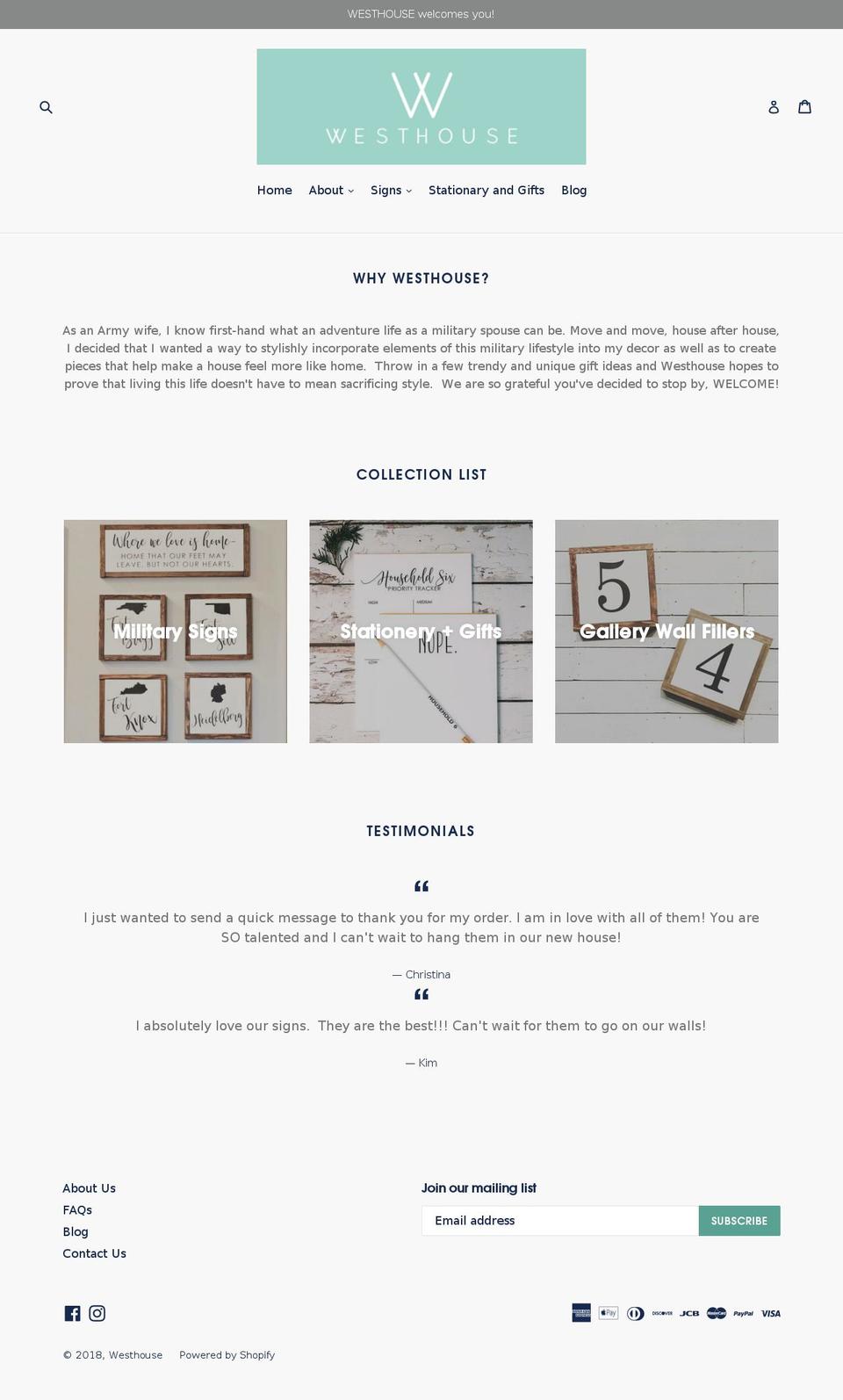 shopwesthouse.com shopify website screenshot
