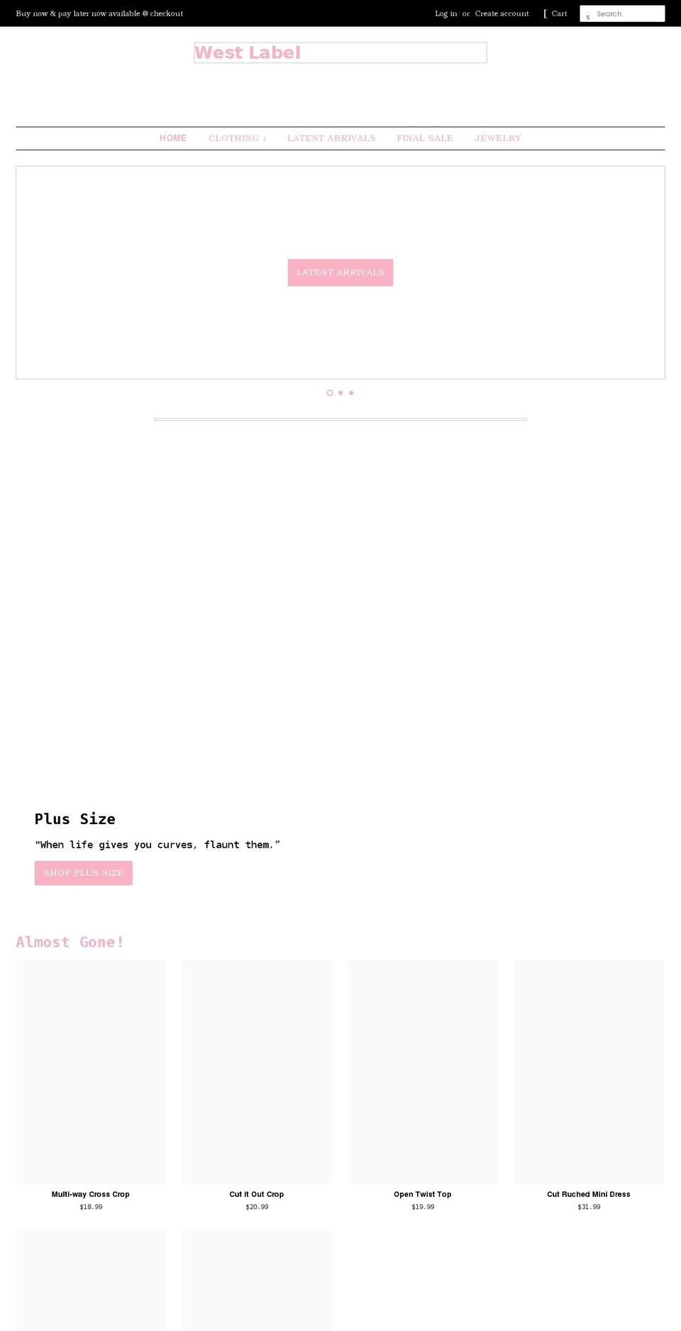shopwestlabel.com shopify website screenshot