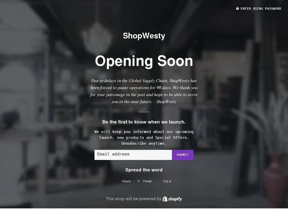 shopwesty.com shopify website screenshot