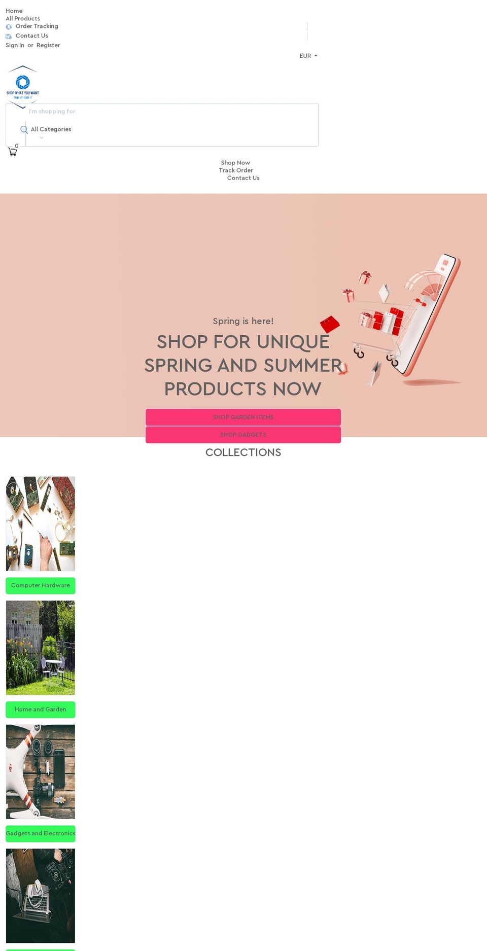 shopwhatyouwant.com — Shopify storefront screenshot