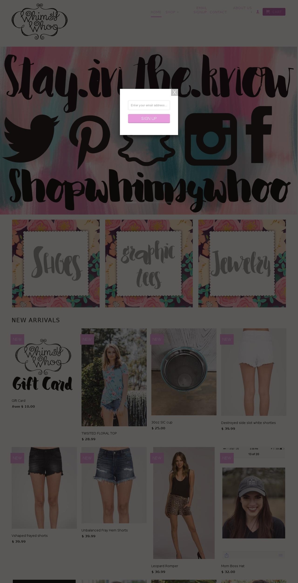 shopwhimsywhoo.com shopify website screenshot
