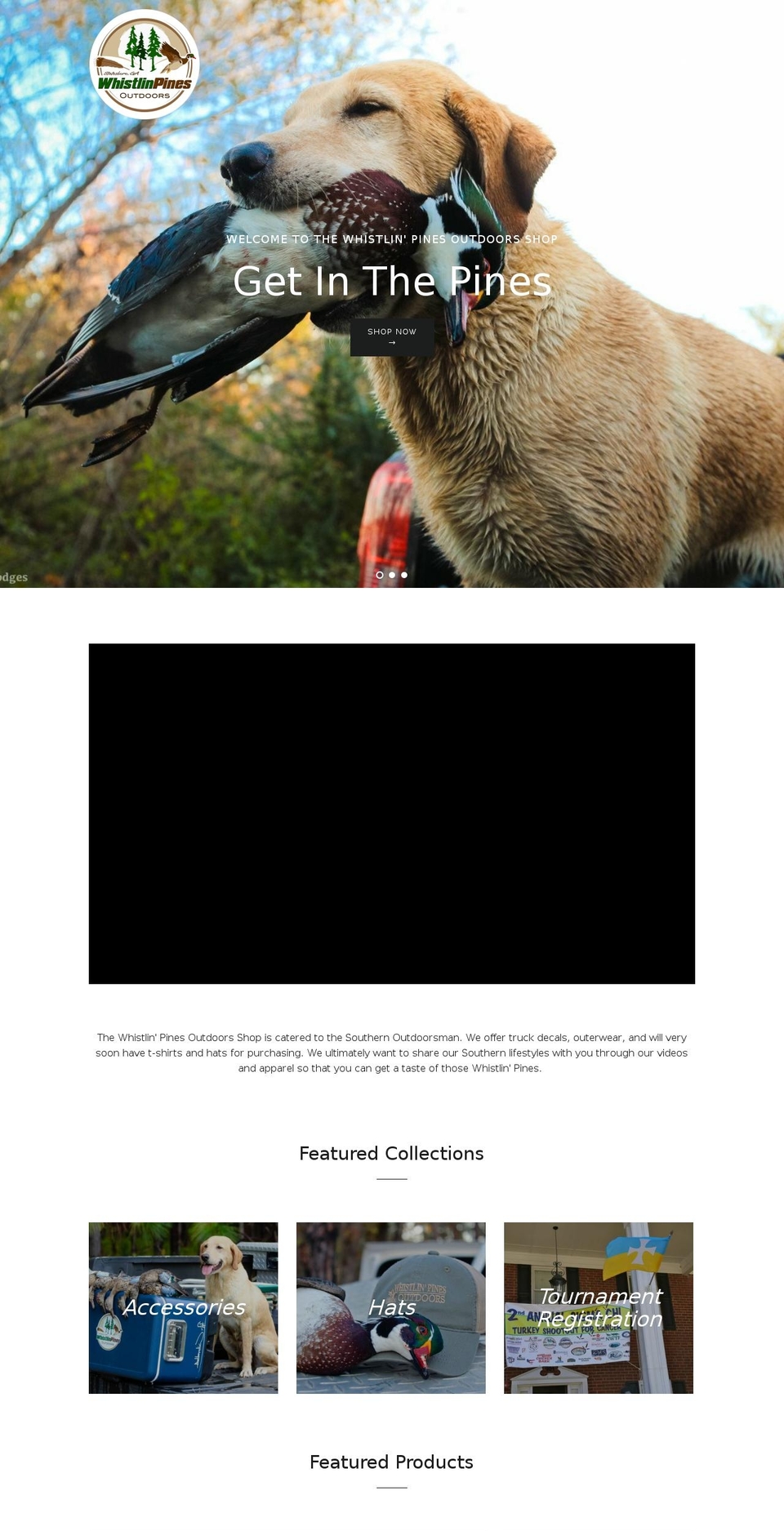 shopwhistlinpines.com — Shopify storefront screenshot