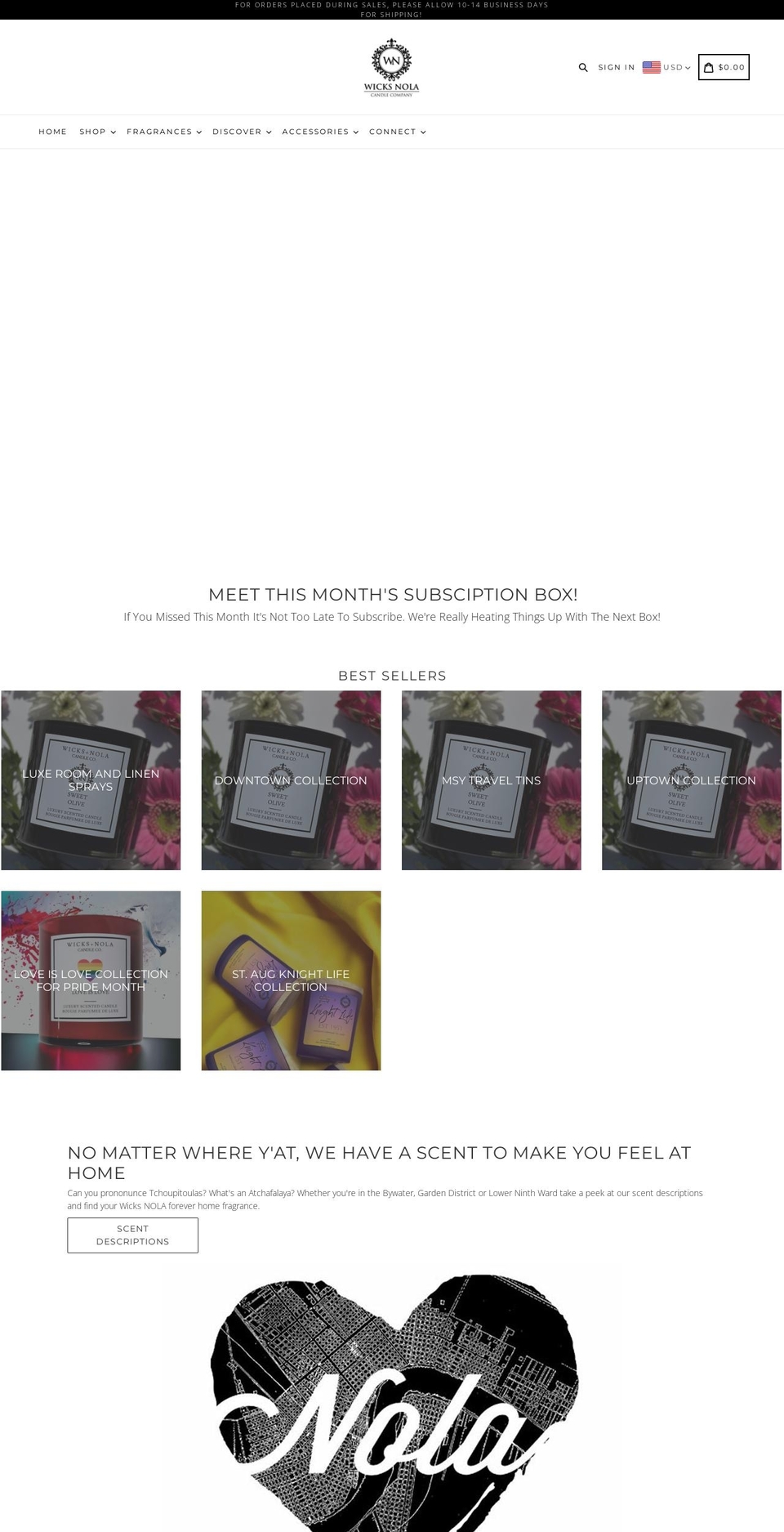 shopwicksnola.com shopify website screenshot