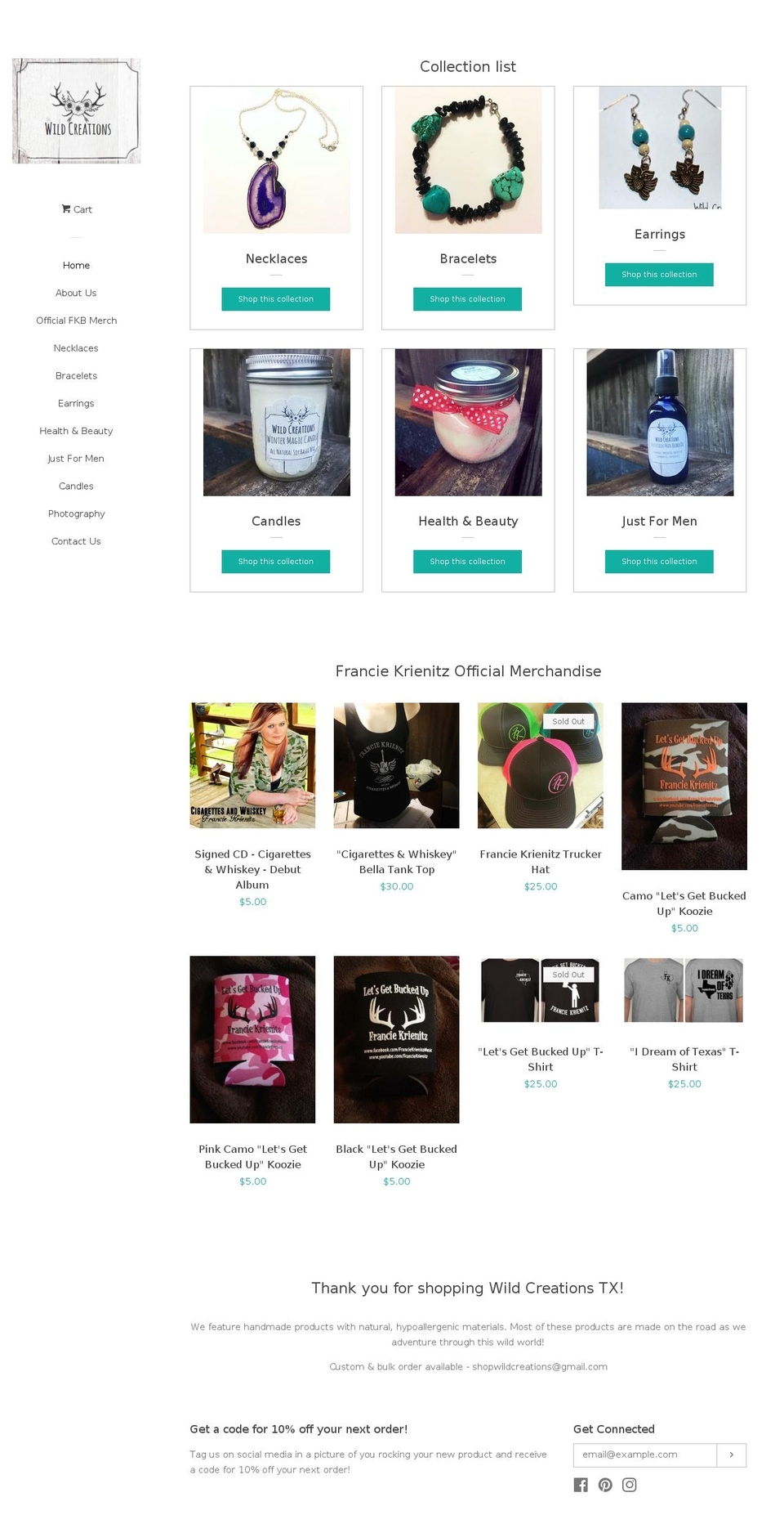 shopwildcreations.com — Shopify storefront screenshot