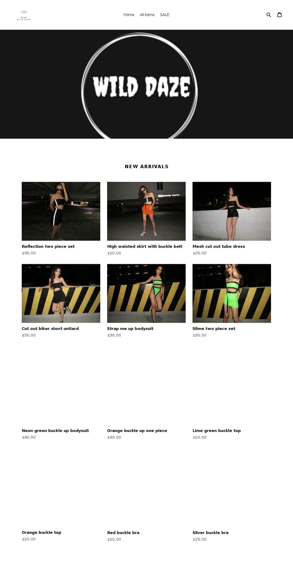 shopwilddaze.com — Shopify storefront screenshot