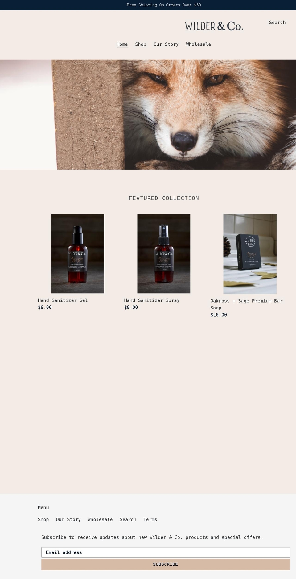 shopwilderandco.com shopify website screenshot