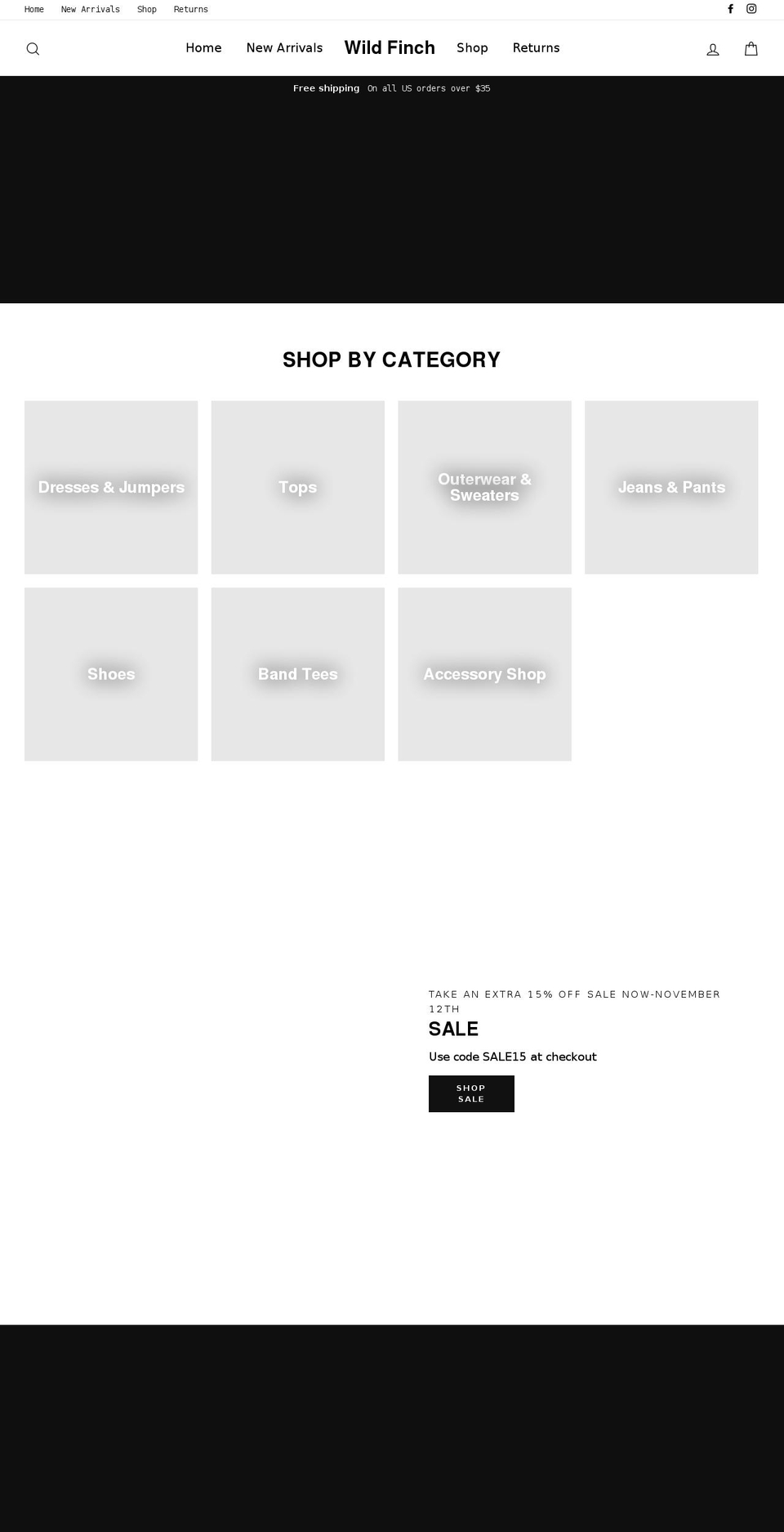 shopwildfinch.com — Shopify storefront screenshot