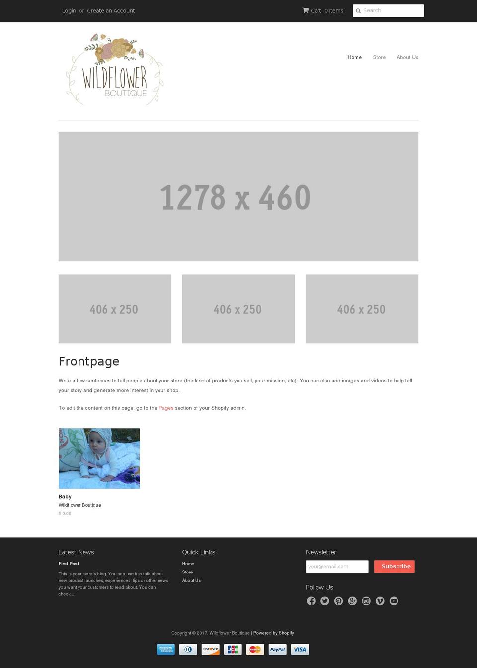 shopwildflowercolumbia.com shopify website screenshot
