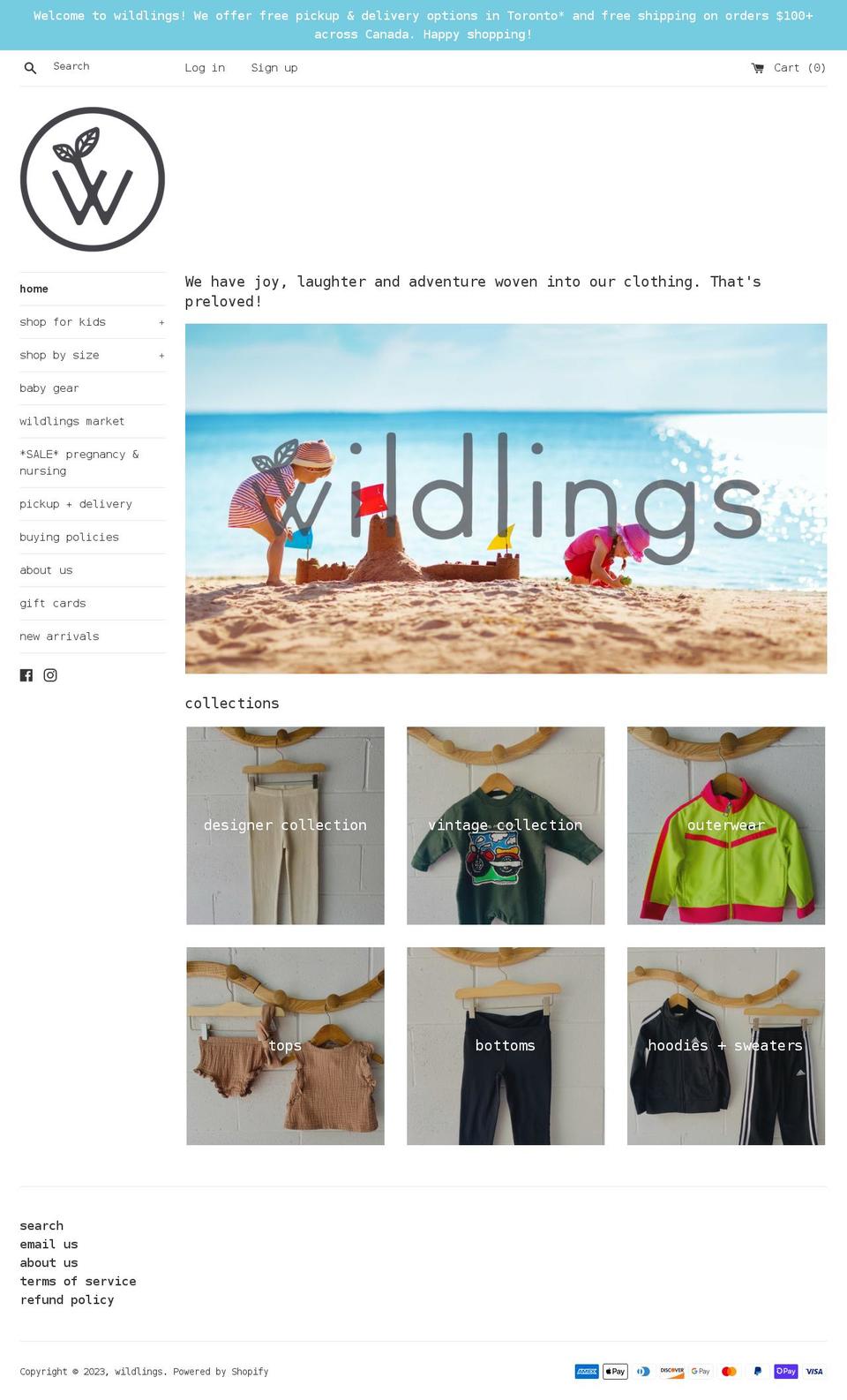 shopwildlings.com shopify website screenshot