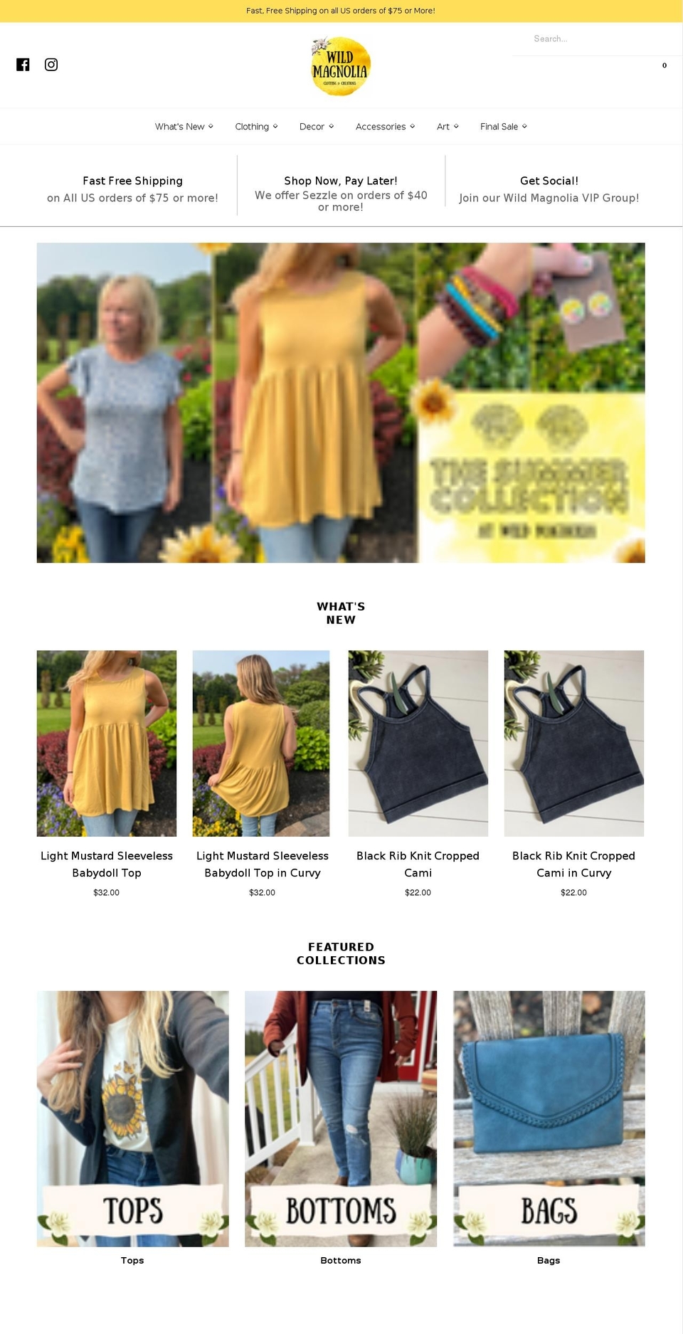shopwildmagnolia.com — Shopify storefront screenshot