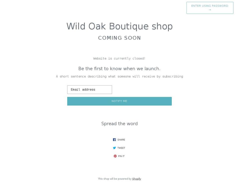 shopwildoakboutique.com shopify website screenshot