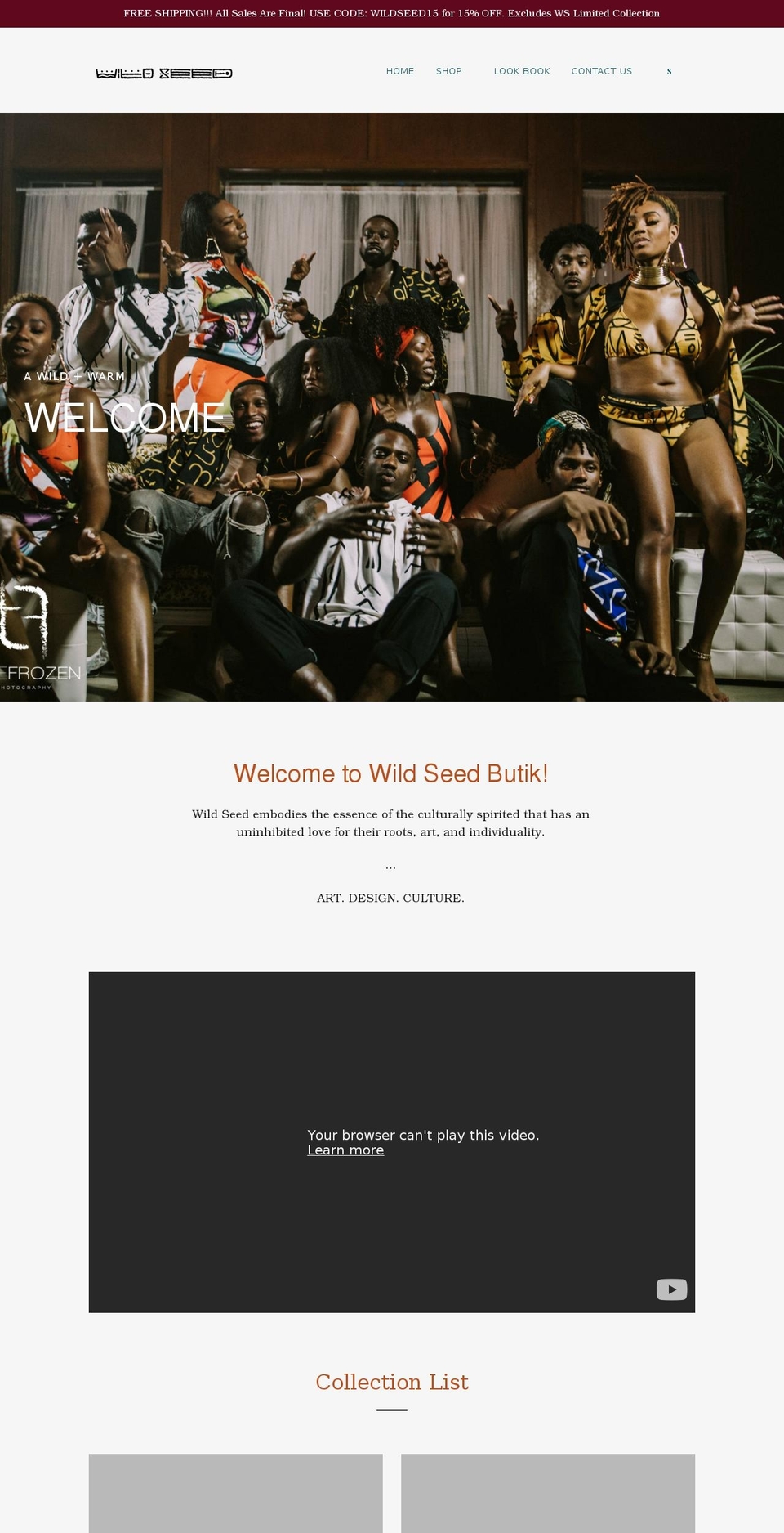 shopwildseed.com shopify website screenshot