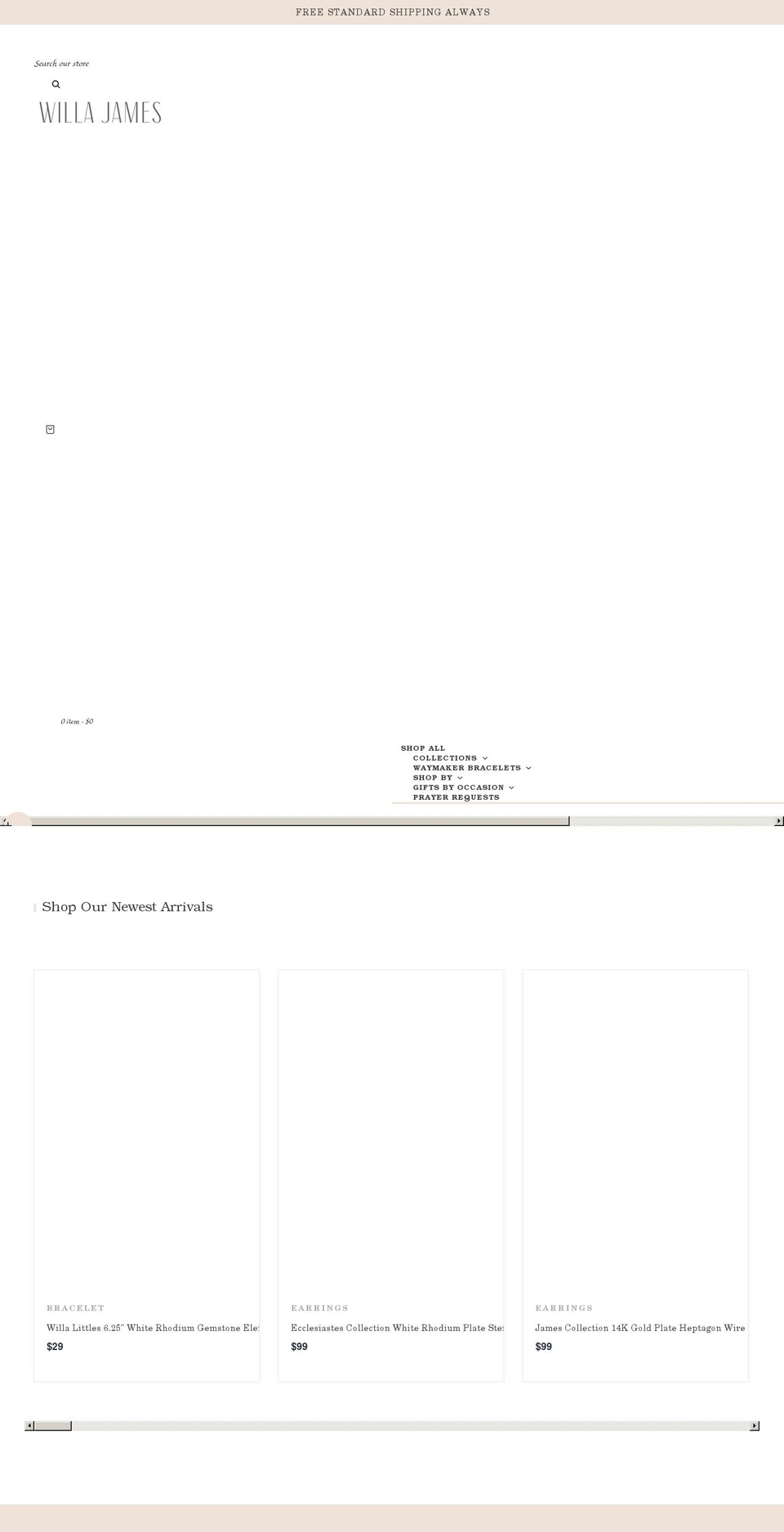 shopwillajames.com shopify website screenshot