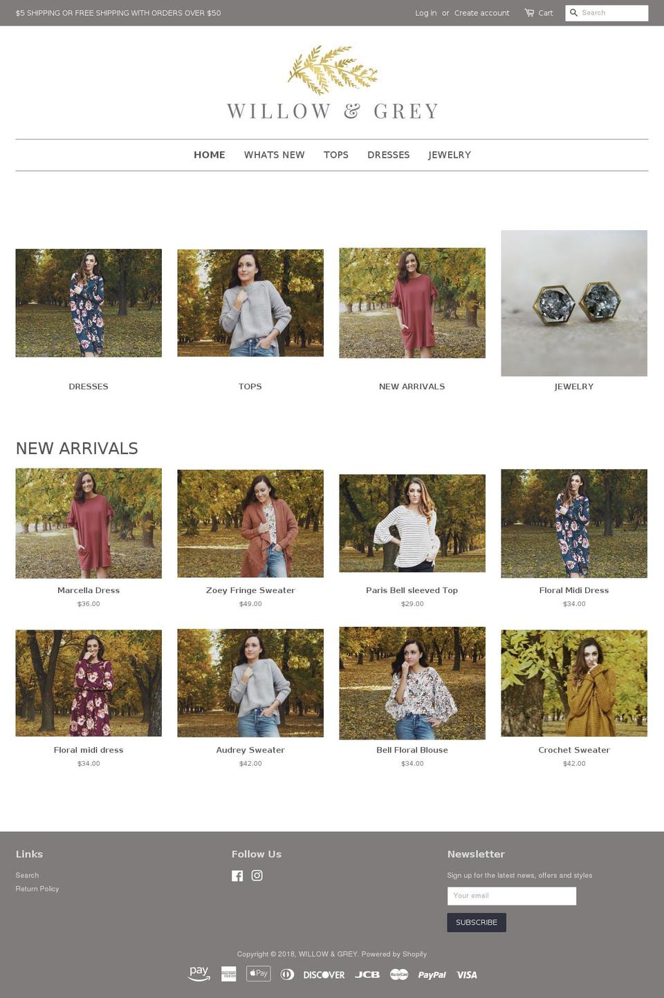 shopwillowandgrey.com shopify website screenshot