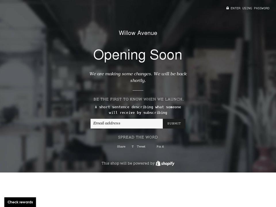 shopwillowavenue.com shopify website screenshot