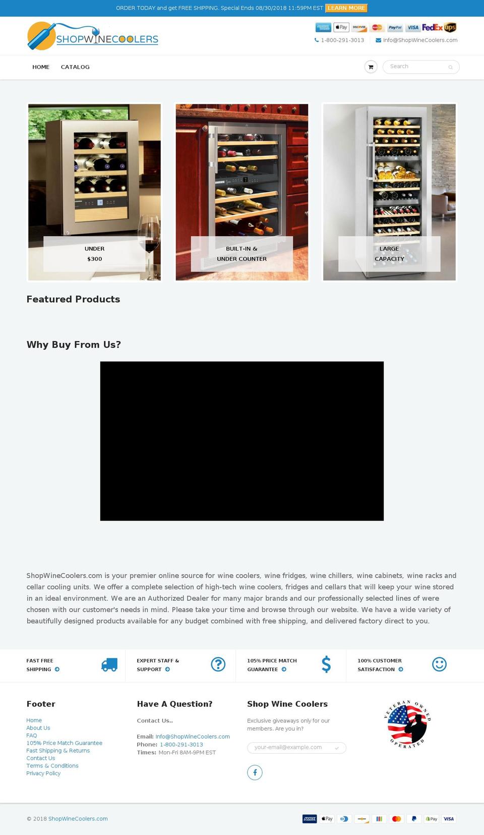 shopwinecoolers.com — Shopify storefront screenshot