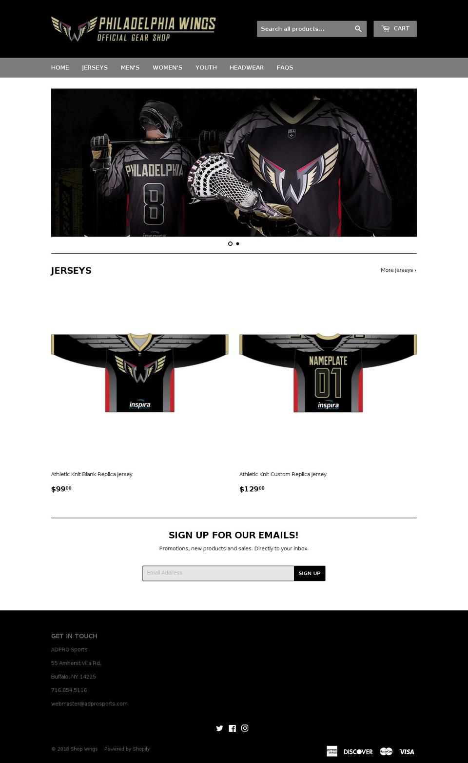 shopwingslax.com — Shopify storefront screenshot