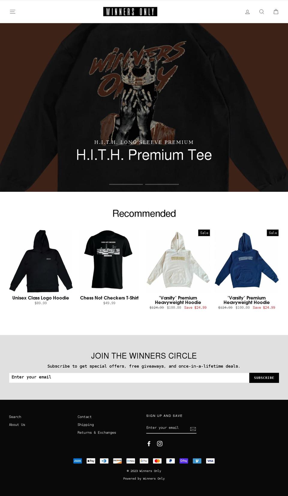Theme export Afterpay edits Shopify theme site example shopwinnersonly.com