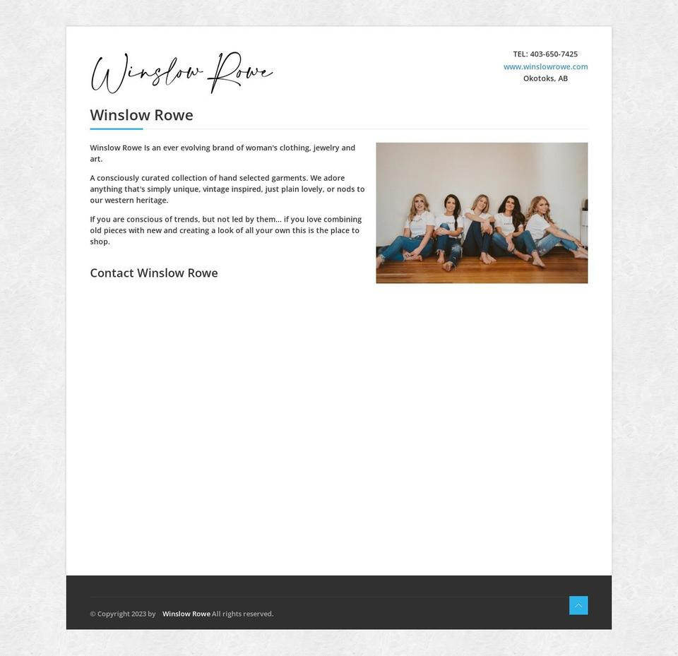 shopwinslowrowe.com — Shopify storefront screenshot