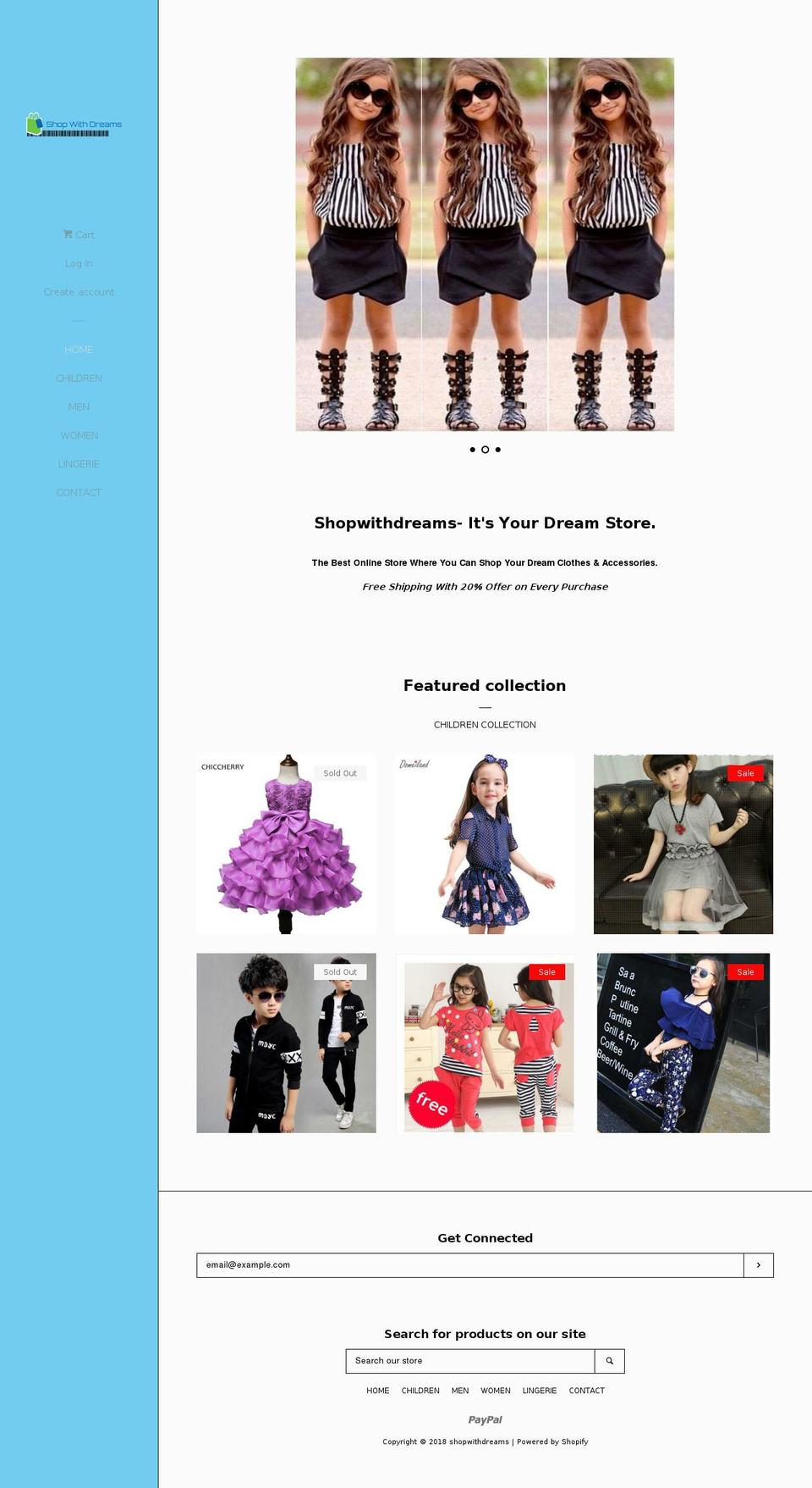 shopwithdreams.com shopify website screenshot