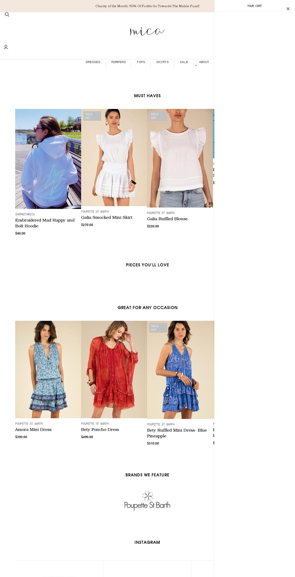 shopwithmica.com shopify website screenshot