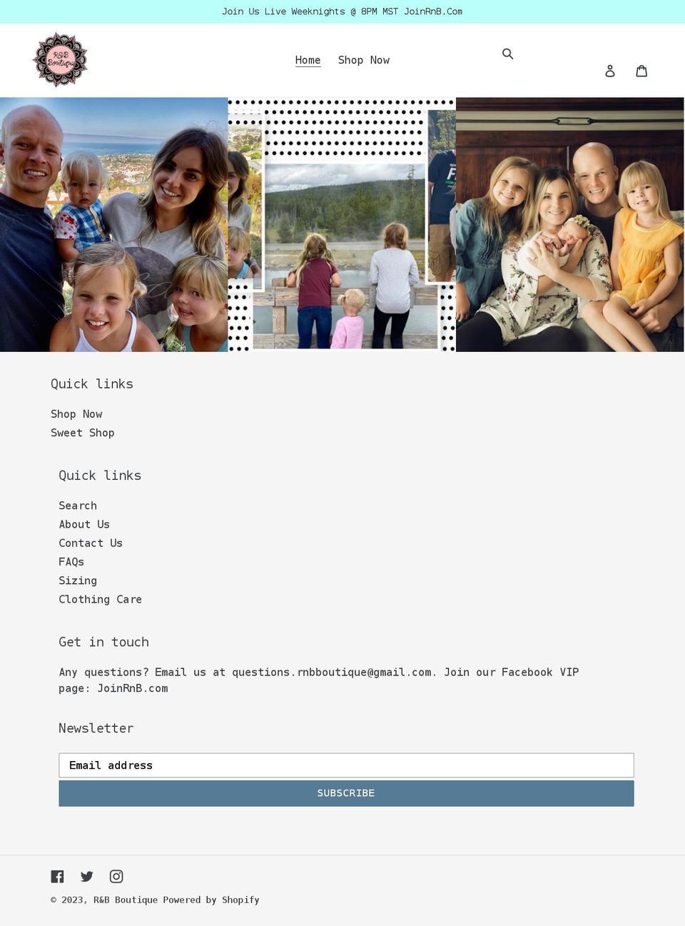 shopwithrnb.com shopify website screenshot