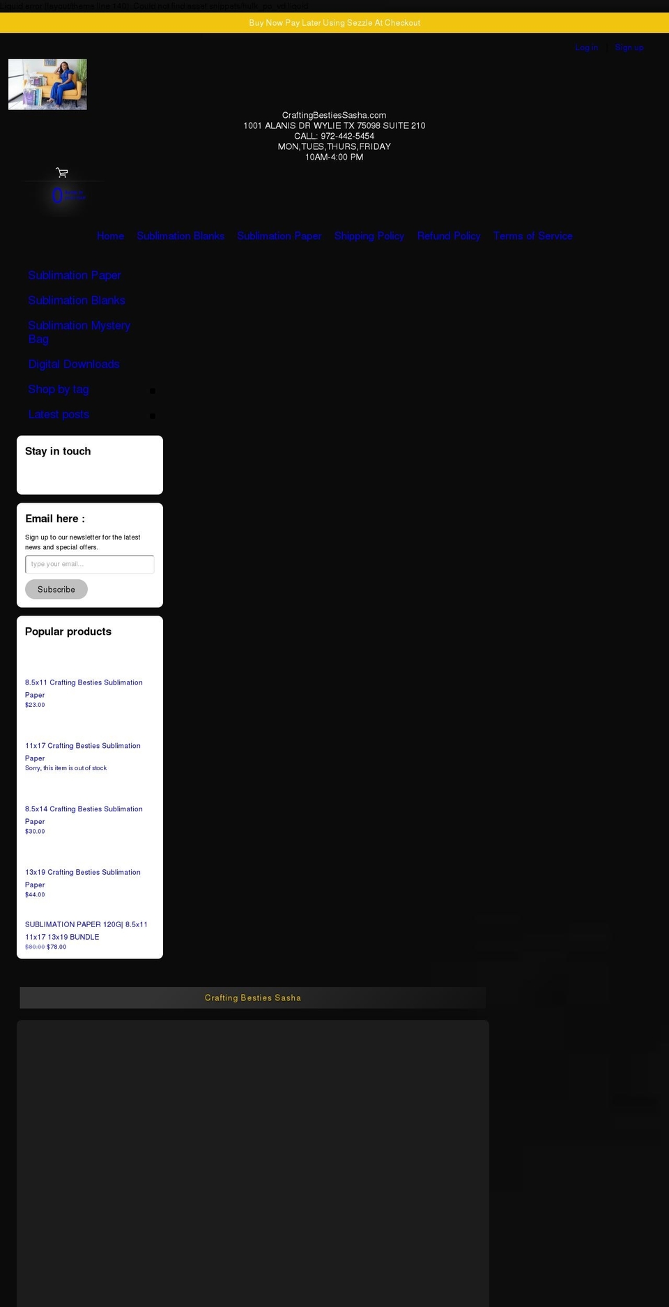 shopwithsashac.com shopify website screenshot