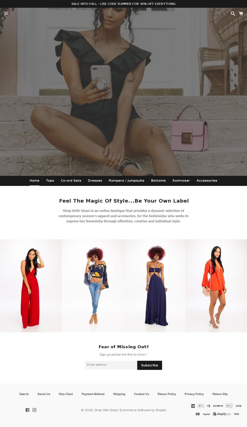shopwithshani.com — Shopify storefront screenshot