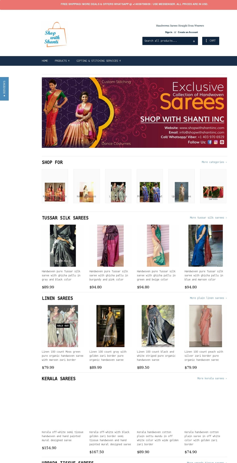 shopwithshantiinc.com shopify website screenshot