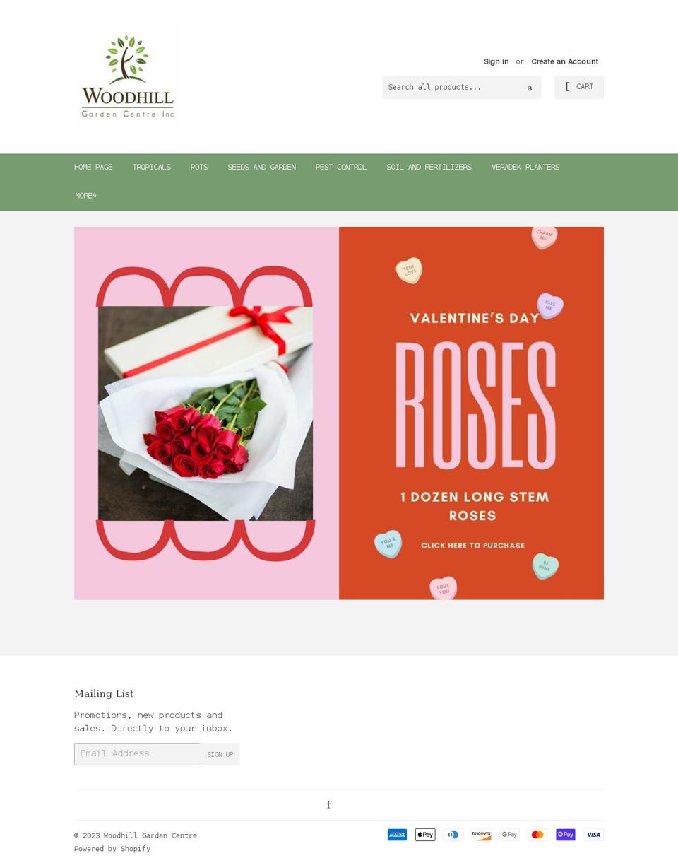 shopwoodhillgarden.com shopify website screenshot