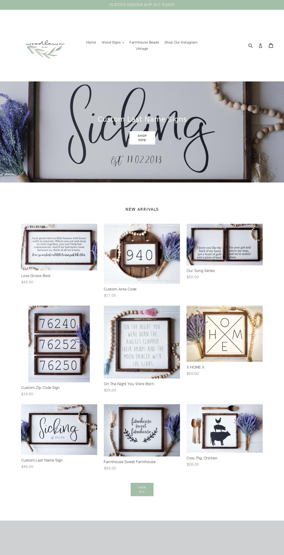 shopwoodlawnhome.com — Shopify storefront screenshot
